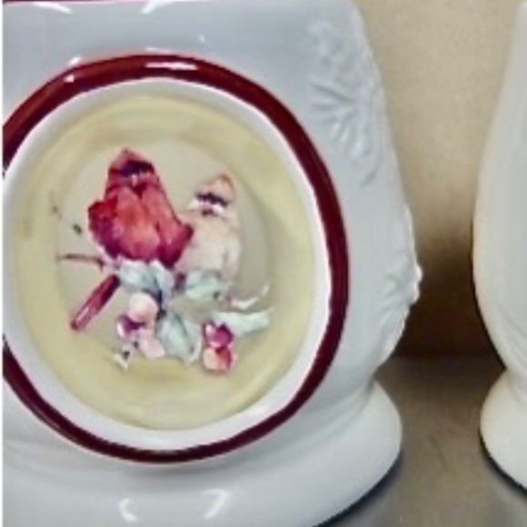 🎄SALE See-Thru Window Red Cardinal Ceramic Candle Holder NEW, votive tealight - Picture 3 of 5